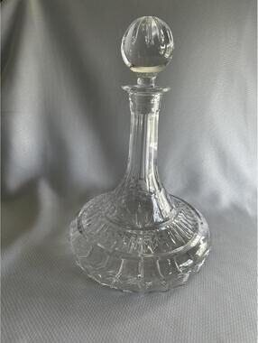 Crystal Clear Cut Glass Decanter with Stopper - Made in Slovakia